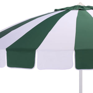 Buti 9 Ft Crank Umbrella With Black Stripe Canopy And White Pole — Durable Metal Frame, Easy Operation