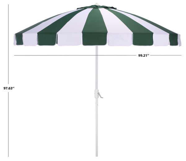 Buti 9 Ft Crank Umbrella With Black Stripe Canopy And White Pole — Durable Metal Frame, Easy Operation