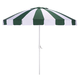 Buti 9 Ft Crank Umbrella With Black Stripe Canopy And White Pole — Durable Metal Frame, Easy Operation