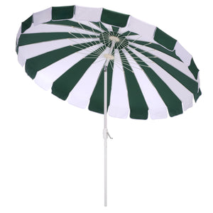 Buti 9 Ft Crank Umbrella With Black Stripe Canopy And White Pole — Durable Metal Frame, Easy Operation