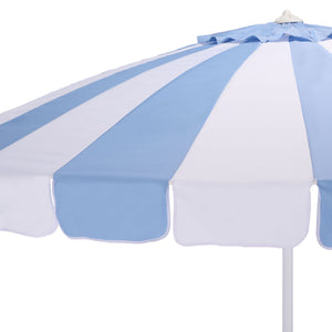 Buti 9 Ft Crank Umbrella With Black Stripe Canopy And White Pole — Durable Metal Frame, Easy Operation