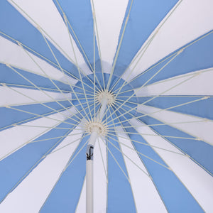Buti 9 Ft Crank Umbrella With Black Stripe Canopy And White Pole — Durable Metal Frame, Easy Operation