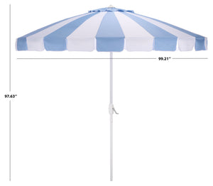 Buti 9 Ft Crank Umbrella With Black Stripe Canopy And White Pole — Durable Metal Frame, Easy Operation