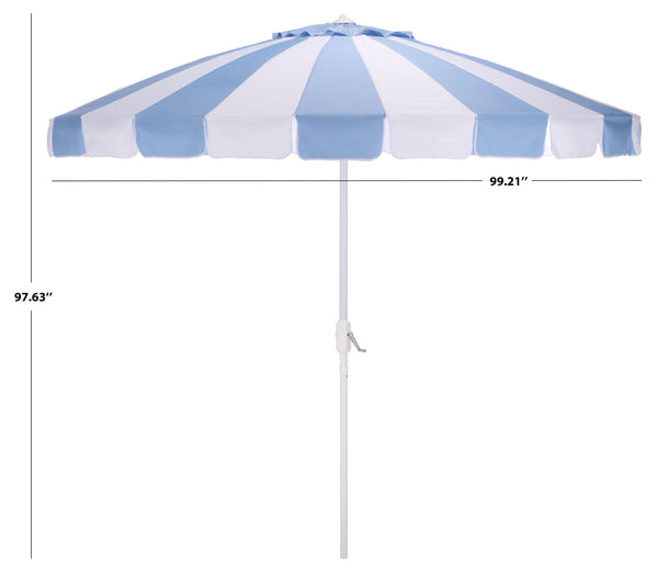 Buti 9 Ft Crank Umbrella With Black Stripe Canopy And White Pole — Durable Metal Frame, Easy Operation