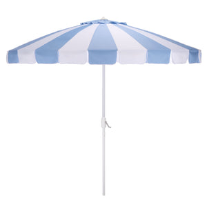 Buti 9 Ft Crank Umbrella With Black Stripe Canopy And White Pole — Durable Metal Frame, Easy Operation