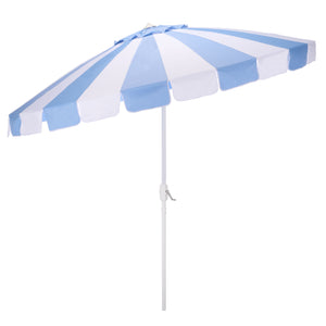 Buti 9 Ft Crank Umbrella With Black Stripe Canopy And White Pole — Durable Metal Frame, Easy Operation