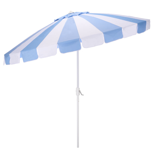 Buti 9 Ft Crank Umbrella With Black Stripe Canopy And White Pole — Durable Metal Frame, Easy Operation