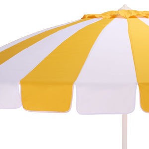 Buti 9 Ft Crank Umbrella With Black Stripe Canopy And White Pole — Durable Metal Frame, Easy Operation
