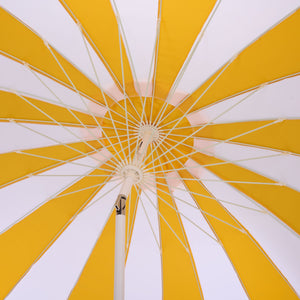 Buti 9 Ft Crank Umbrella With Black Stripe Canopy And White Pole — Durable Metal Frame, Easy Operation