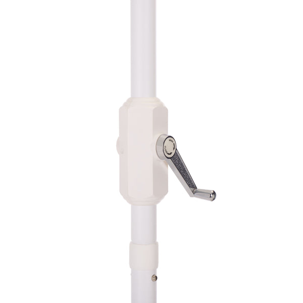 Buti 9 Ft Crank Umbrella With Black Stripe Canopy And White Pole — Durable Metal Frame, Easy Operation