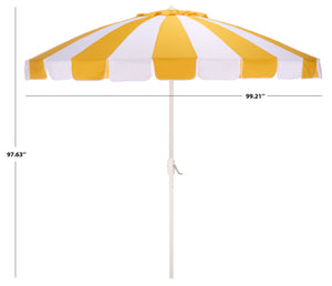 Buti 9 Ft Crank Umbrella With Black Stripe Canopy And White Pole — Durable Metal Frame, Easy Operation