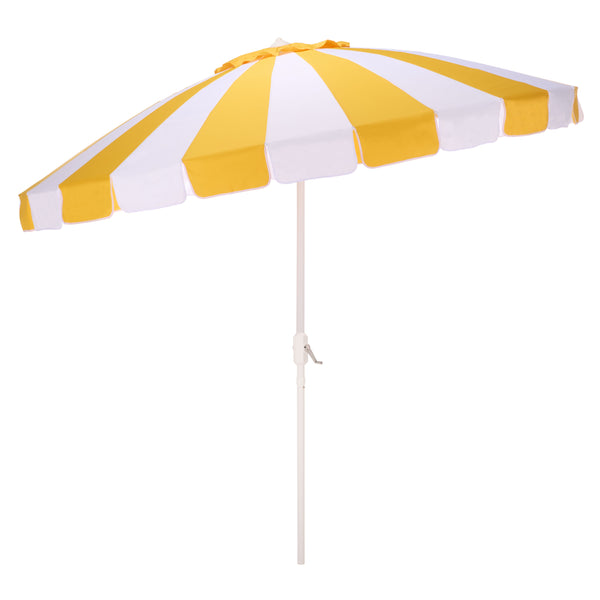 Buti 9 Ft Crank Umbrella With Black Stripe Canopy And White Pole — Durable Metal Frame, Easy Operation