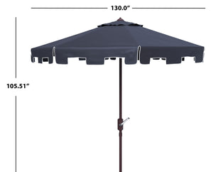Safavieh ZIMMERMAN 11FT Round Market Umbrella - Elegant Outdoor Shade with Classic Valance for Patios Navy / White PAT8100A