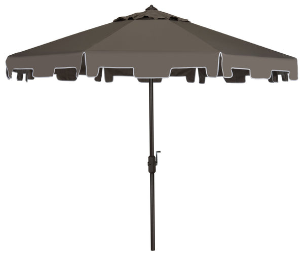 Safavieh ZIMMERMAN 11FT Round Market Umbrella - Elegant Outdoor Shade with Classic Valance for Patios Grey PAT8100E