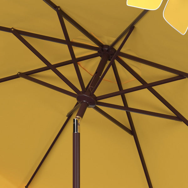 Safavieh ZIMMERMAN 11FT Round Market Umbrella - Elegant Outdoor Shade with Classic Valance for Patios Yellow PAT8100F