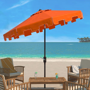 Safavieh ZIMMERMAN 11FT Round Market Umbrella - Elegant Outdoor Shade with Classic Valance for Patios Orange PAT8100G