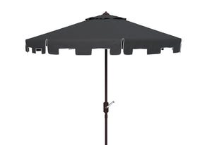 Safavieh ZIMMERMAN 11FT Round Market Umbrella - Elegant Outdoor Shade with Classic Valance for Patios Black PAT8100H