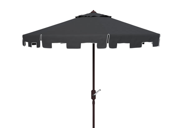 Safavieh ZIMMERMAN 11FT Round Market Umbrella - Elegant Outdoor Shade with Classic Valance for Patios Black PAT8100H
