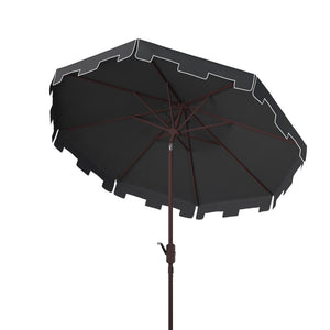 Safavieh ZIMMERMAN 11FT Round Market Umbrella - Elegant Outdoor Shade with Classic Valance for Patios Black PAT8100H