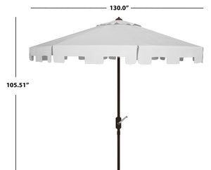 Safavieh ZIMMERMAN 11FT Round Market Umbrella - Elegant Outdoor Shade with Classic Valance for Patios White PAT8100K