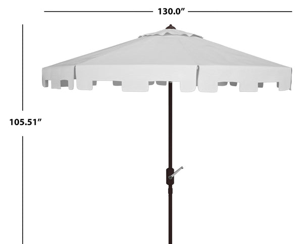 Safavieh ZIMMERMAN 11FT Round Market Umbrella - Elegant Outdoor Shade with Classic Valance for Patios White PAT8100K