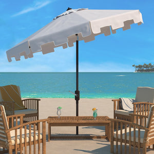 Safavieh ZIMMERMAN 11FT Round Market Umbrella - Elegant Outdoor Shade with Classic Valance for Patios White PAT8100K
