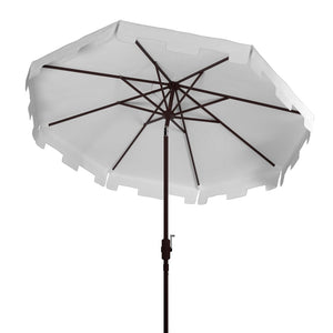 Safavieh ZIMMERMAN 11FT Round Market Umbrella - Elegant Outdoor Shade with Classic Valance for Patios White PAT8100K