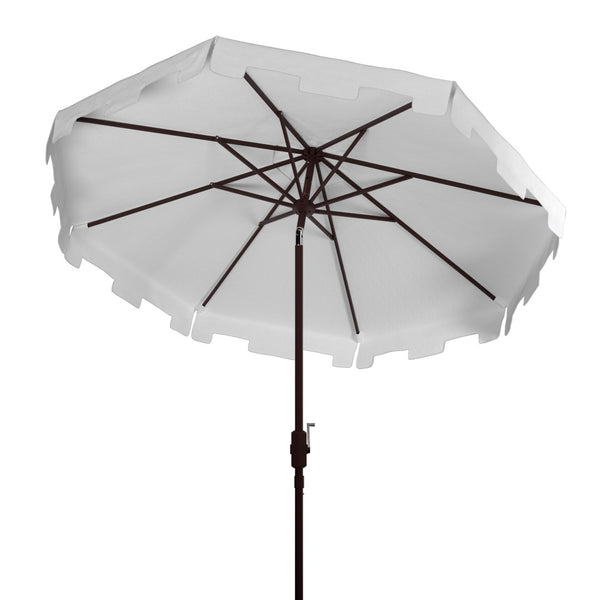 Safavieh ZIMMERMAN 11FT Round Market Umbrella - Elegant Outdoor Shade with Classic Valance for Patios White PAT8100K