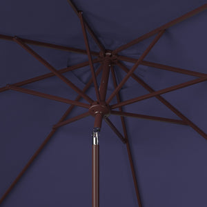 Safavieh HERLA 11ft Auto Tilt Market Umbrella - Stylish Sun Protection for Patios, Decks, and Outdoor Spaces Navy PAT8101C
