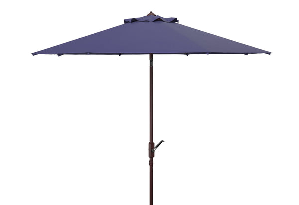 Safavieh HERLA 11ft Auto Tilt Market Umbrella - Stylish Sun Protection for Patios, Decks, and Outdoor Spaces Navy PAT8101C
