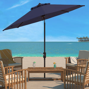 Safavieh HERLA 11ft Auto Tilt Market Umbrella - Stylish Sun Protection for Patios, Decks, and Outdoor Spaces Navy PAT8101C