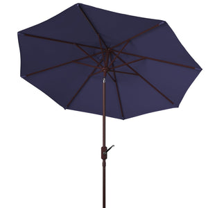 Safavieh HERLA 11ft Auto Tilt Market Umbrella - Stylish Sun Protection for Patios, Decks, and Outdoor Spaces Navy PAT8101C