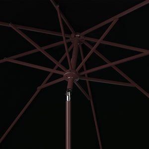 Safavieh HERLA 11ft Auto Tilt Market Umbrella - Stylish Sun Protection for Patios, Decks, and Outdoor Spaces Black PAT8101D