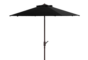 Safavieh HERLA 11ft Auto Tilt Market Umbrella - Stylish Sun Protection for Patios, Decks, and Outdoor Spaces Black PAT8101D