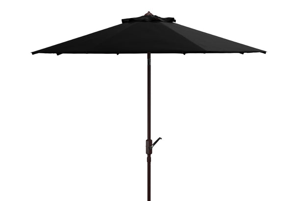 Safavieh HERLA 11ft Auto Tilt Market Umbrella - Stylish Sun Protection for Patios, Decks, and Outdoor Spaces Black PAT8101D