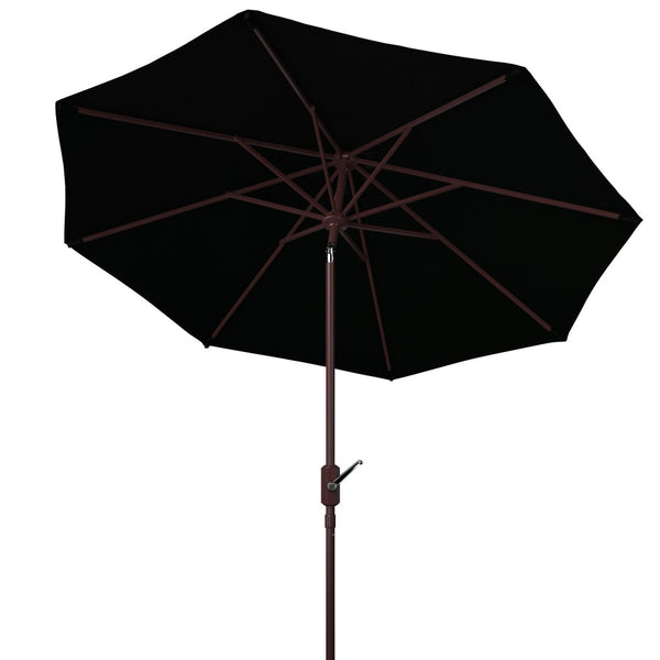 Safavieh HERLA 11ft Auto Tilt Market Umbrella - Stylish Sun Protection for Patios, Decks, and Outdoor Spaces Black PAT8101D