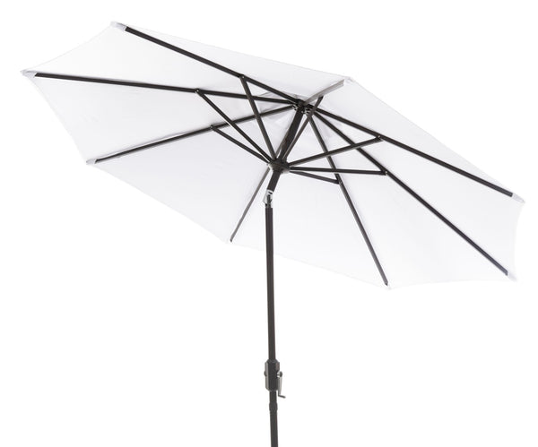 Safavieh HERLA 11ft Auto Tilt Market Umbrella - Stylish Sun Protection for Patios, Decks, and Outdoor Spaces White PAT8101F