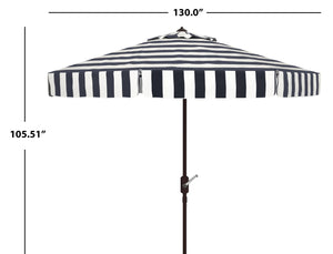 Safavieh ELSA FASHION LINE 11FT ROUND UMBRELLA - Elegant Market Umbrella for Stylish Outdoor Spaces Black / White PAT8103A