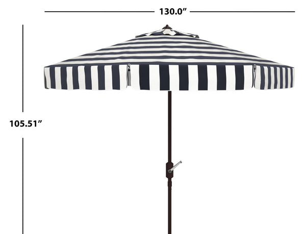 Safavieh ELSA FASHION LINE 11FT ROUND UMBRELLA - Elegant Market Umbrella for Stylish Outdoor Spaces Black / White PAT8103A