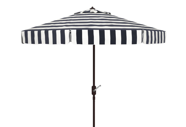 Safavieh ELSA FASHION LINE 11FT ROUND UMBRELLA - Elegant Market Umbrella for Stylish Outdoor Spaces Black / White PAT8103A