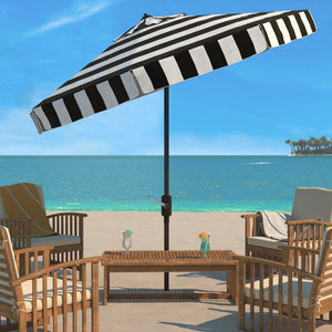 Safavieh ELSA FASHION LINE 11FT ROUND UMBRELLA - Elegant Market Umbrella for Stylish Outdoor Spaces Black / White PAT8103A