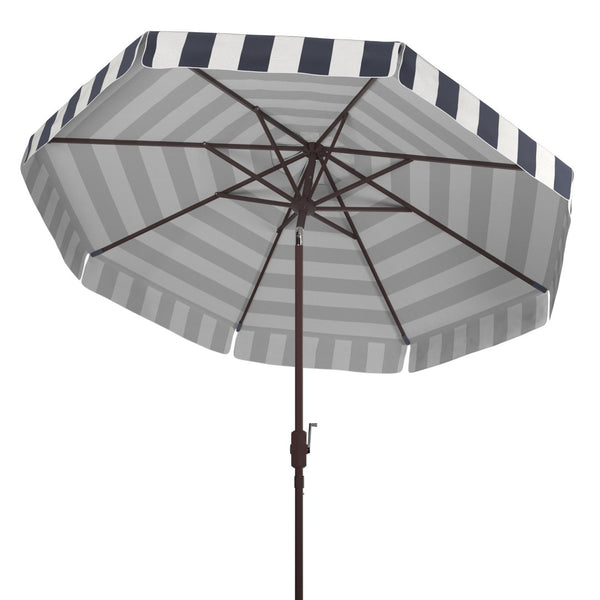Safavieh ELSA FASHION LINE 11FT ROUND UMBRELLA - Elegant Market Umbrella for Stylish Outdoor Spaces Black / White PAT8103A