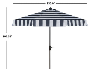 Safavieh ELSA FASHION LINE 11FT ROUND UMBRELLA - Elegant Market Umbrella for Stylish Outdoor Spaces Navy / White PAT8103B