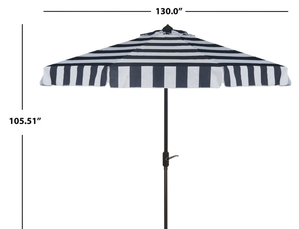 Safavieh ELSA FASHION LINE 11FT ROUND UMBRELLA - Elegant Market Umbrella for Stylish Outdoor Spaces Navy / White PAT8103B