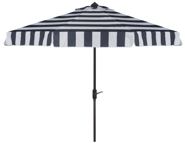 Safavieh ELSA FASHION LINE 11FT ROUND UMBRELLA - Elegant Market Umbrella for Stylish Outdoor Spaces Navy / White PAT8103B