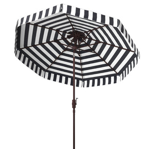 Safavieh ELSA FASHION LINE 11FT ROUND UMBRELLA - Elegant Market Umbrella for Stylish Outdoor Spaces Navy / White PAT8103B
