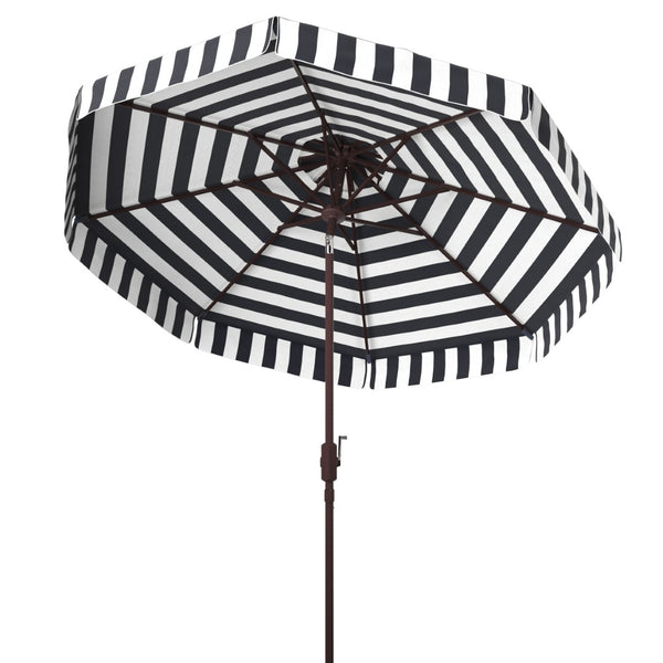 Safavieh ELSA FASHION LINE 11FT ROUND UMBRELLA - Elegant Market Umbrella for Stylish Outdoor Spaces Navy / White PAT8103B