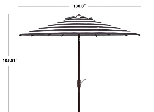 Safavieh IRIS 11FT Round Umbrella - Stylish Art Deco-Inspired Design for Ultimate Outdoor Shade & Elegance Black / White PAT8104A