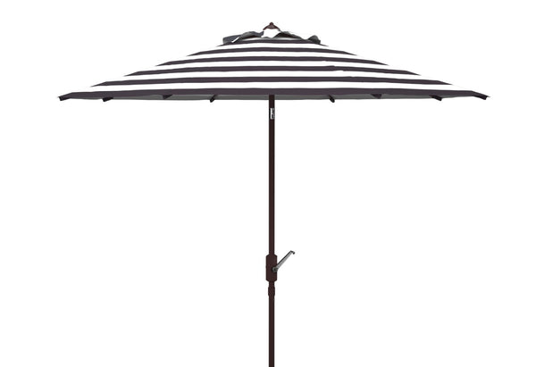 Safavieh IRIS 11FT Round Umbrella - Stylish Art Deco-Inspired Design for Ultimate Outdoor Shade & Elegance Black / White PAT8104A