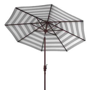 Safavieh IRIS 11FT Round Umbrella - Stylish Art Deco-Inspired Design for Ultimate Outdoor Shade & Elegance Black / White PAT8104A